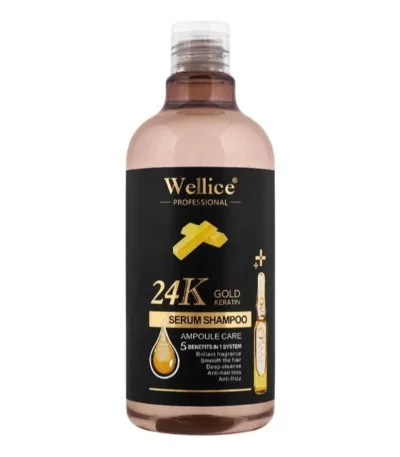 Wellice 24K Gold Keratin Ampoule Care Serum Shampoo,500ml