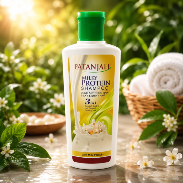 Patanjali Milky Protein Shampoo – 3-in-1 Hair Care for Long, Strong, Silky & Shiny Hair