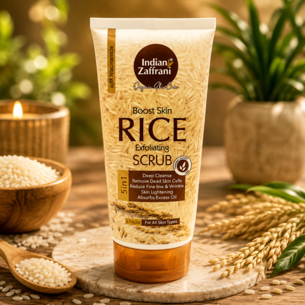 Indian Zaffrani Rice Exfoliating Scrub with Niacinamide–5-in-1 Face Scrub for All Skin Types