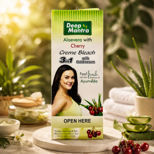 Deep Mantra Aloe Vera & Cherry Creme Bleach 3-in-1 with Gold Serum