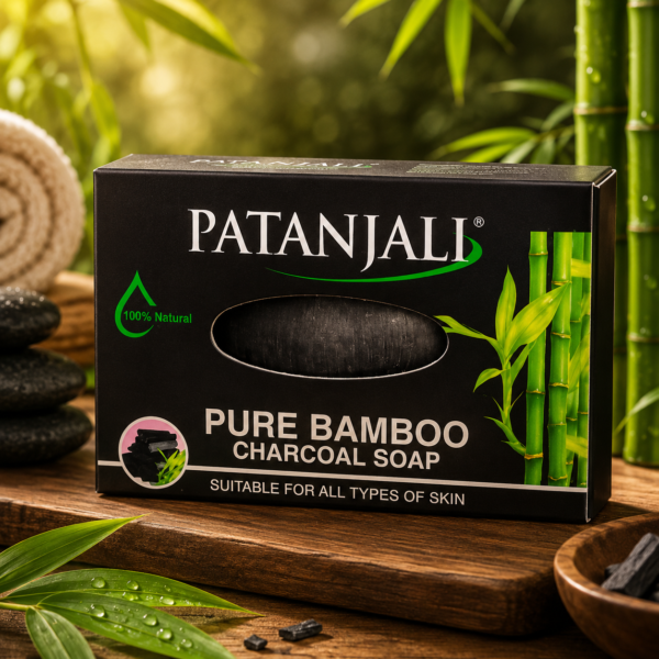 Patanjali Pure Bamboo Charcoal Soap – 100% Natural Bath Soap for All Skin Types