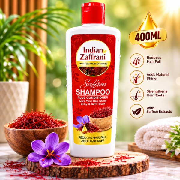 Indian Zaffrani Saffron Shampoo with Conditioner 400ml – Hair Care for Smooth, Shiny & Soft Hair