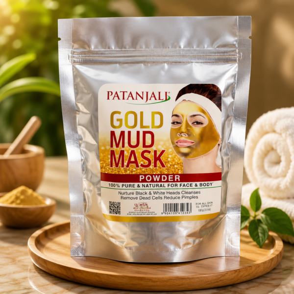 Patanjali Gold Mud Mask Powder – Natural Face & Body Cleansing Mask for Skin Care