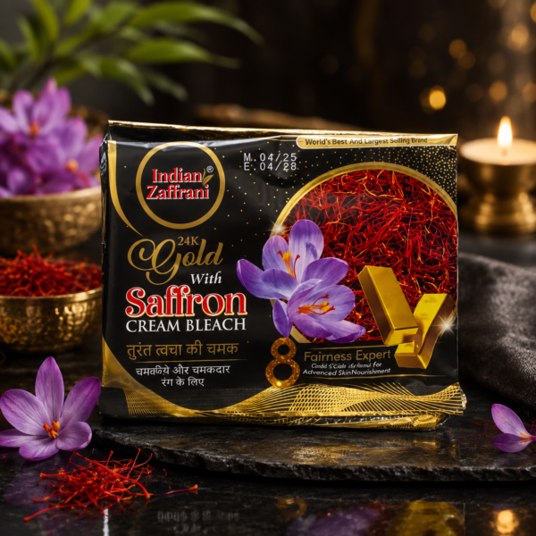 Indian Zaffrani 24K Gold Saffron Cream Bleach – Facial Bleach for Smooth & Radiant-Looking Skin