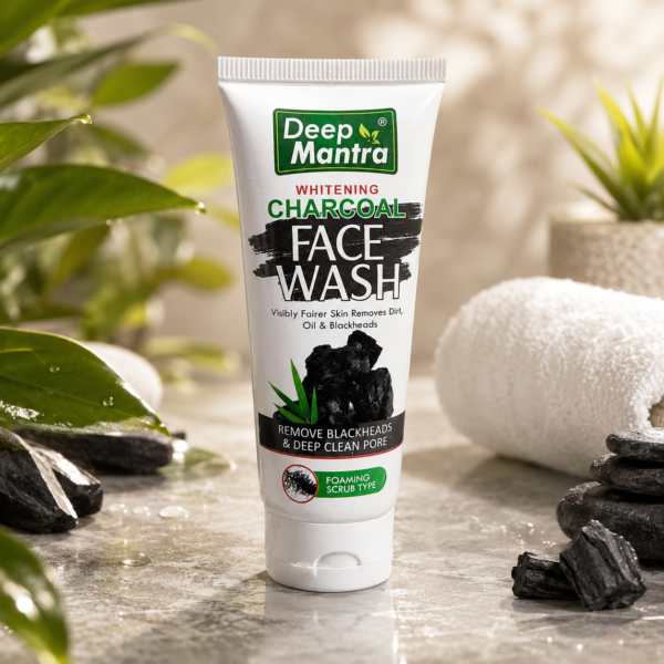Deep Mantra Whitening Charcoal Face Wash – Deep Cleansing Face Wash for Dirt, Excess Oil & Blackheads