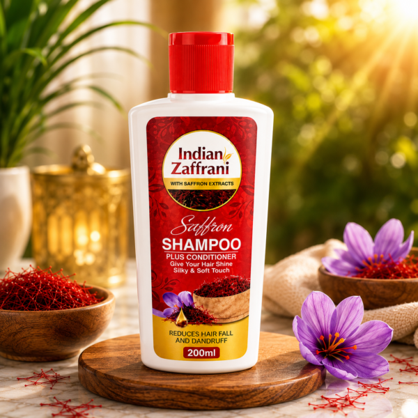 Indian Zaffrani Saffron Shampoo with Conditioner 200ml – Hair Care Shampoo for Soft, Silky & Shiny Hair, Helps Reduce Hair Fall & Dandruff