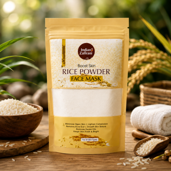 Indian Zaffrani Rice Powder Face Mask – Natural Rice Powder Facial Mask for Deep Cleansing, Exfoliation, Excess Oil Control & Smooth-Looking Skin – For All Skin Types