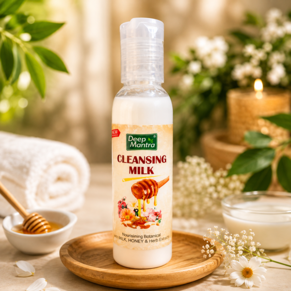 Deep Mantra Cleansing Milk with Milk, Honey & Herbal Extracts – Nourishing Facial Cleanser for Soft, Smooth & Fresh-Looking Skin