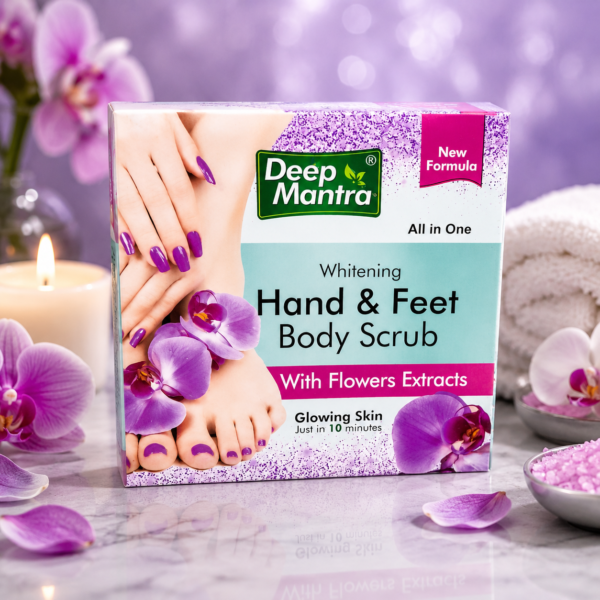 Deep Mantra Whitening Hand & Feet Body Scrub – All-in-One Exfoliating Scrub with Flower Extracts for Smooth, Soft & Glowing Skin